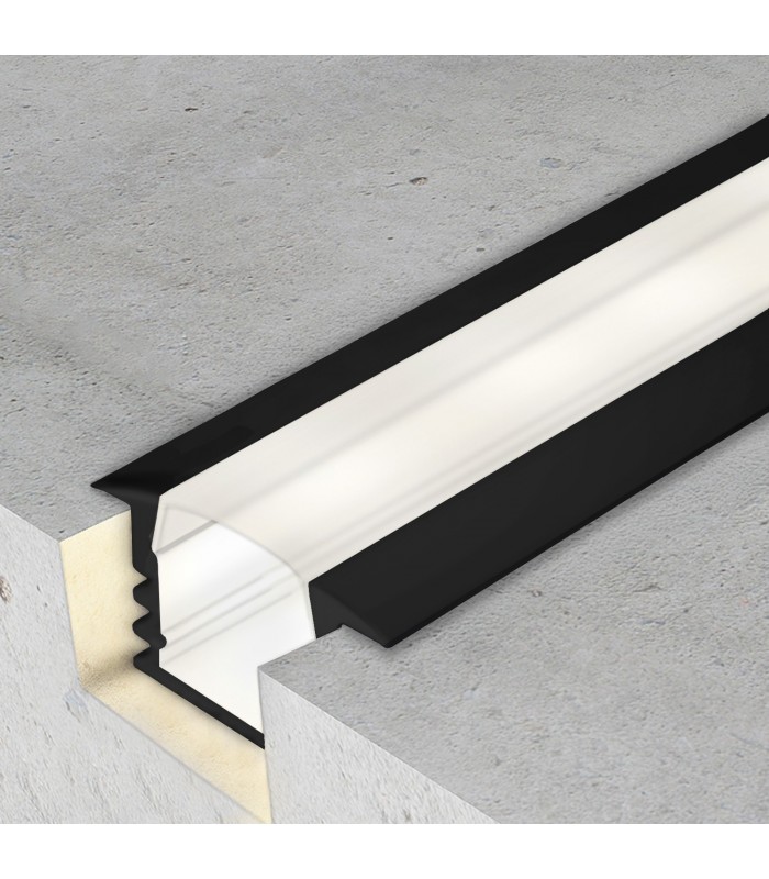 Perfil Aluminio PLADUR Lacado negro Empotrar -2 Metros-