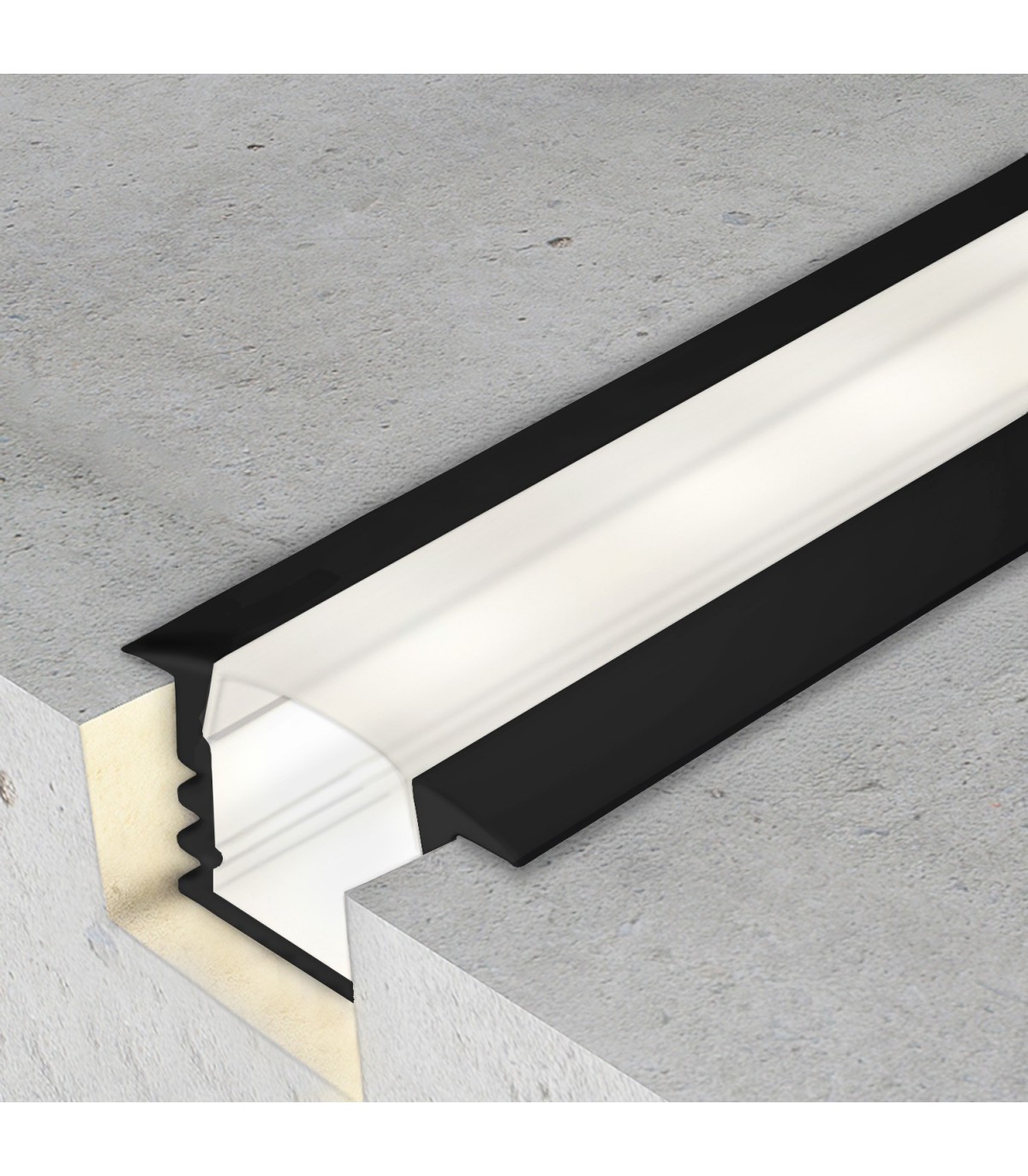 Perfil Aluminio PLADUR Lacado negro Empotrar -2 Metros-