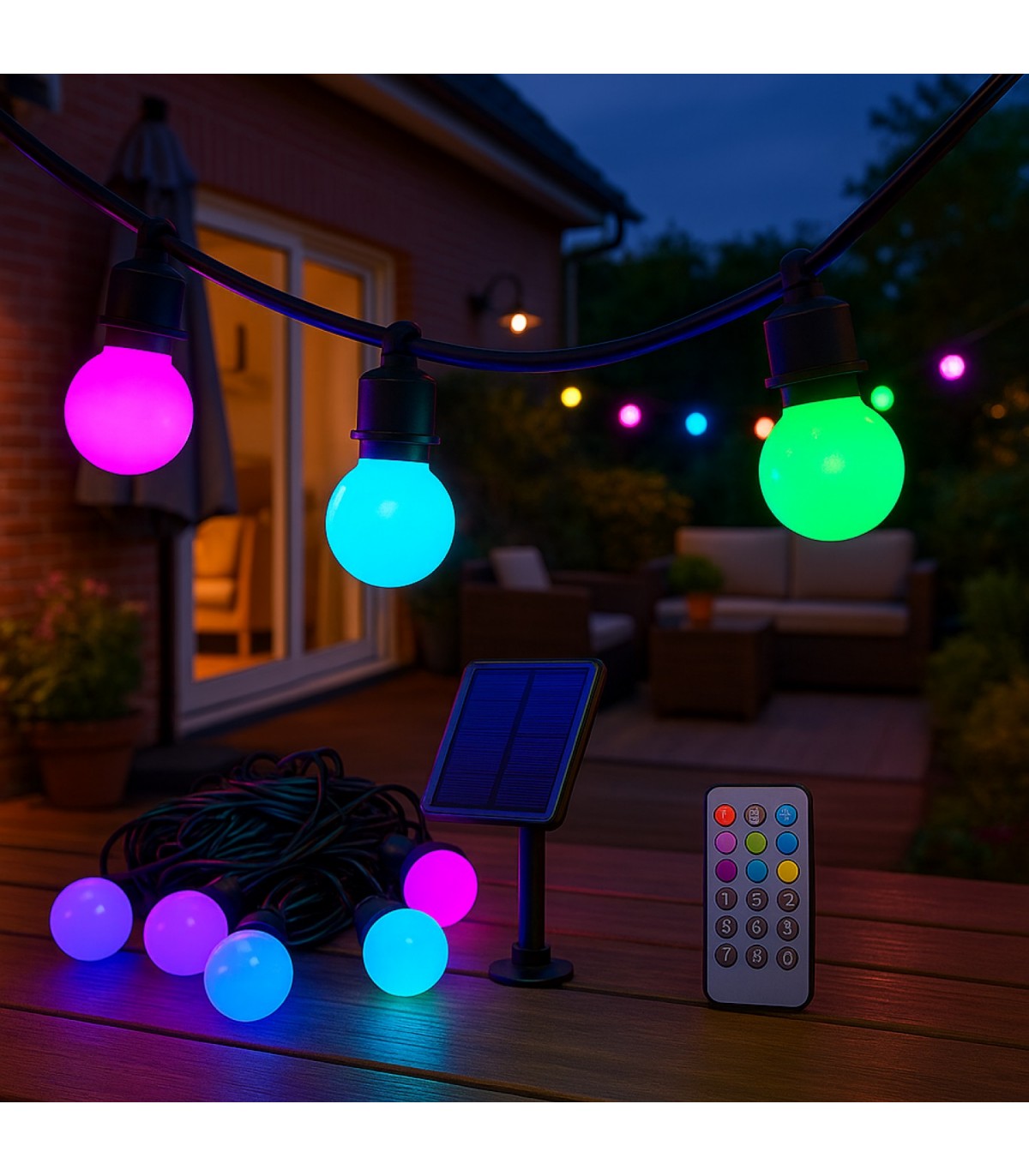 Guirnalda Led Solar 1.2W 10 Bombillas 6,5 Metros IP54 RGBW