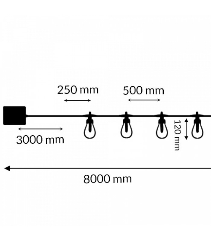 Guirnalda Led Solar 1.2W 10 Bombillas 8 Metros IP54 RGBW