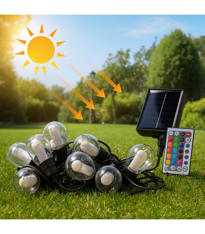 Guirnalda Led Solar 1.2W 10 Bombillas 8 Metros IP54 RGBW