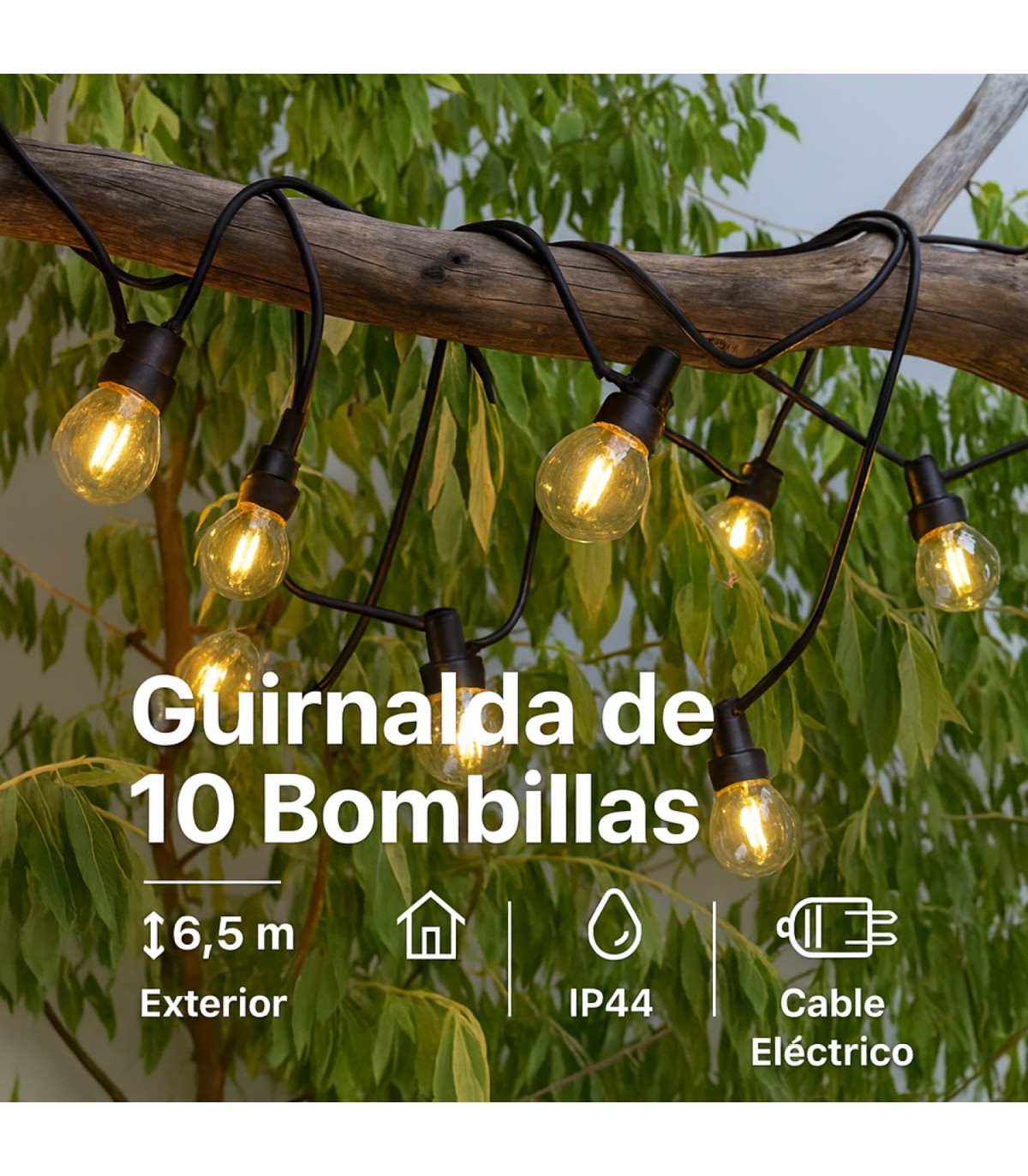 Guirnalda Led 3W 10 Bombillas 220V 6,5 Metros IP44