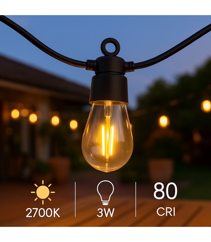 Guirnalda Led 3W 10 Bombillas 220V 6,5 Metros IP44