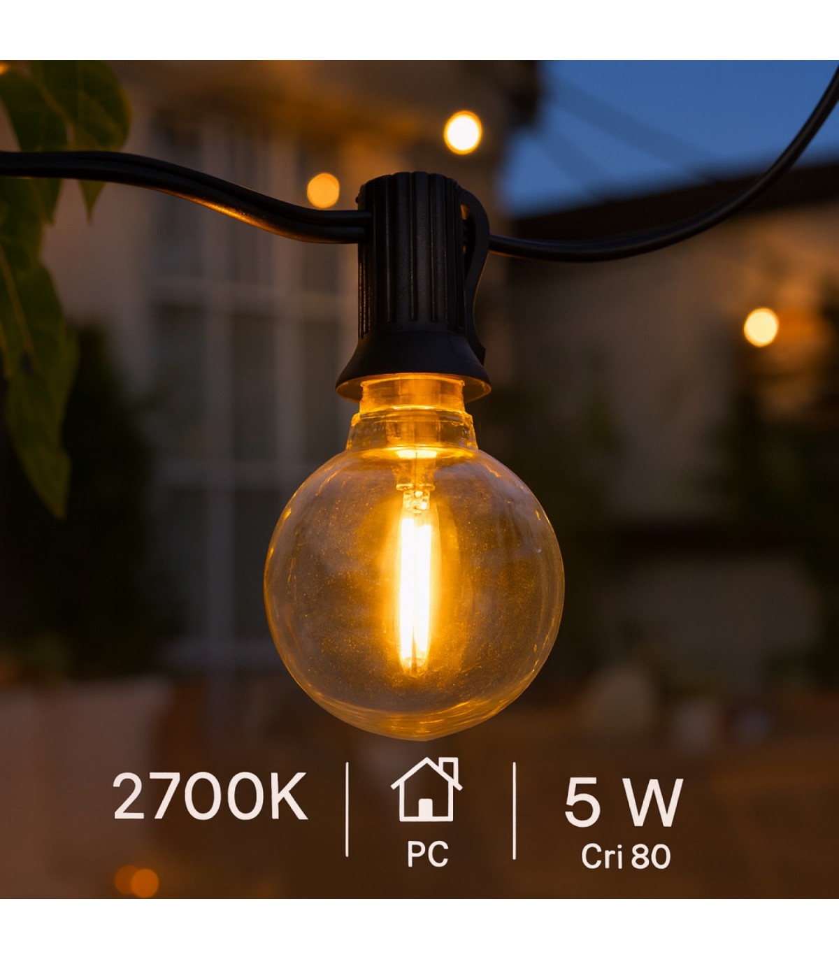 Guirnalda Led 5W 15 Bombillas 220V 7,5 Metros IP44