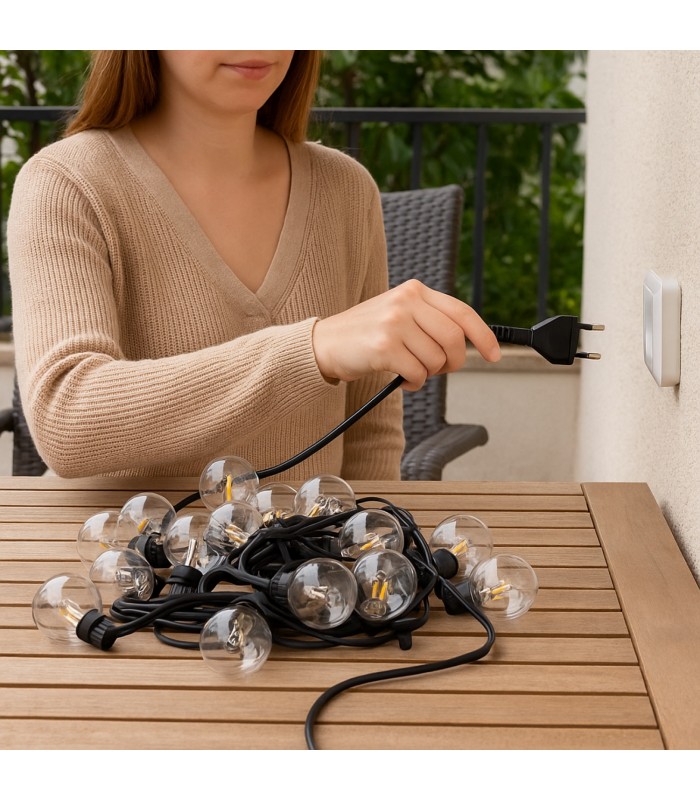 Guirnalda Incandescencia 250W 25 Bombillas 220V 7,5 Metros IP56