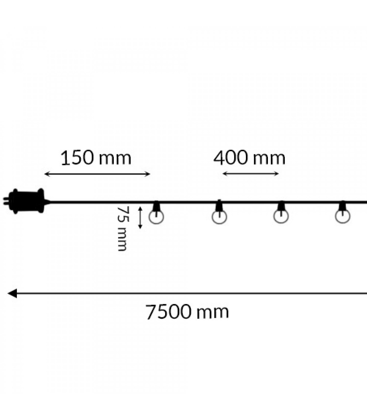 Guirnalda Led 10W 25 Bombillas 220V 7,5 Metros IP44