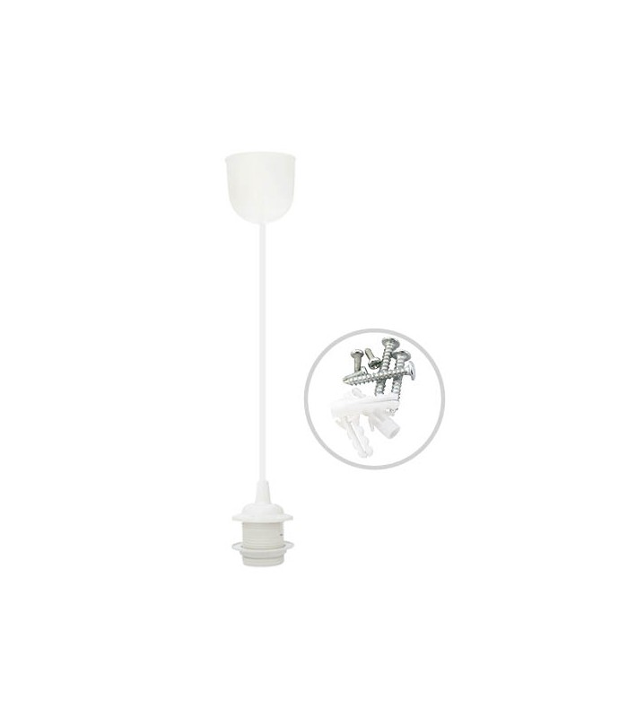 Portalámparas colgante Cuval E27 1M Blanco