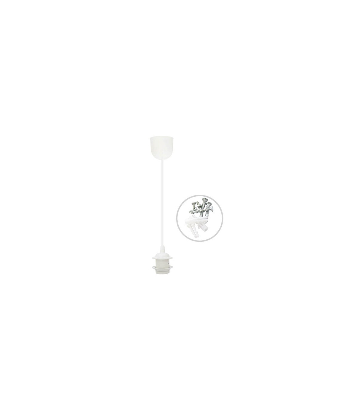 Portalámparas colgante Cuval E27 1M Blanco