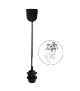 Portalámparas colgante Cuval E27 1M Negro
