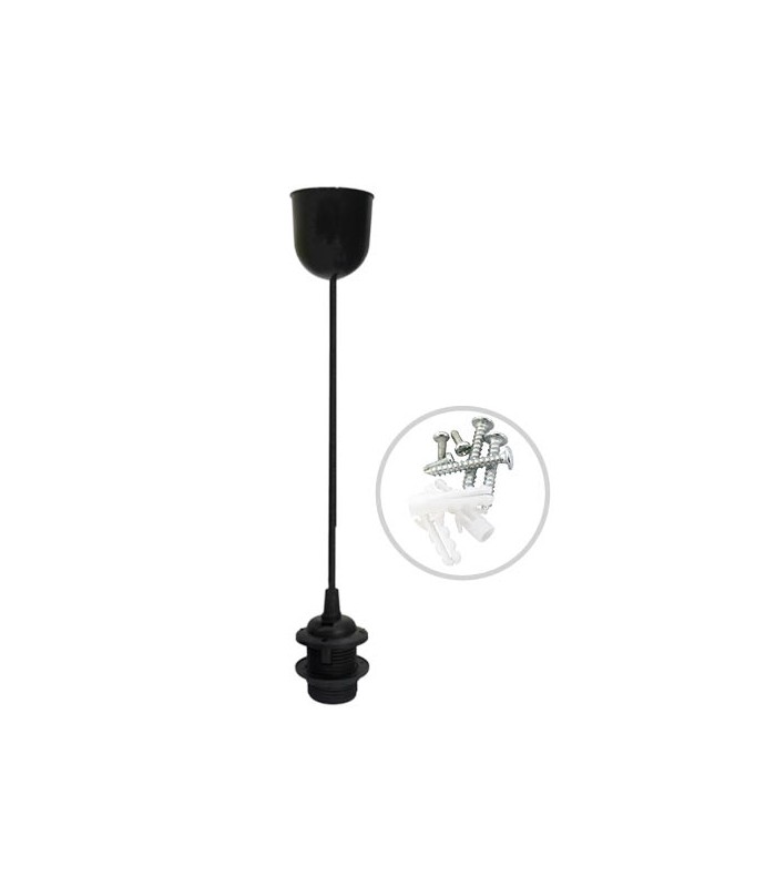 Portalámparas colgante Cuval E27 1M Negro