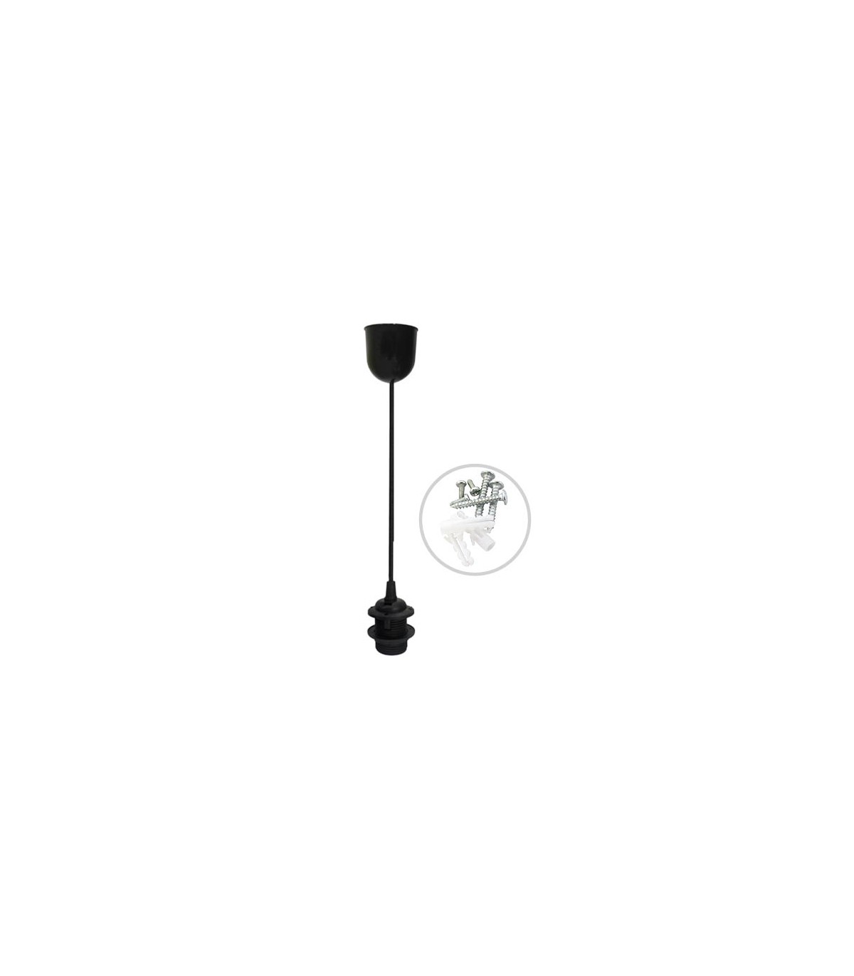 Portalámparas colgante Cuval E27 1M Negro