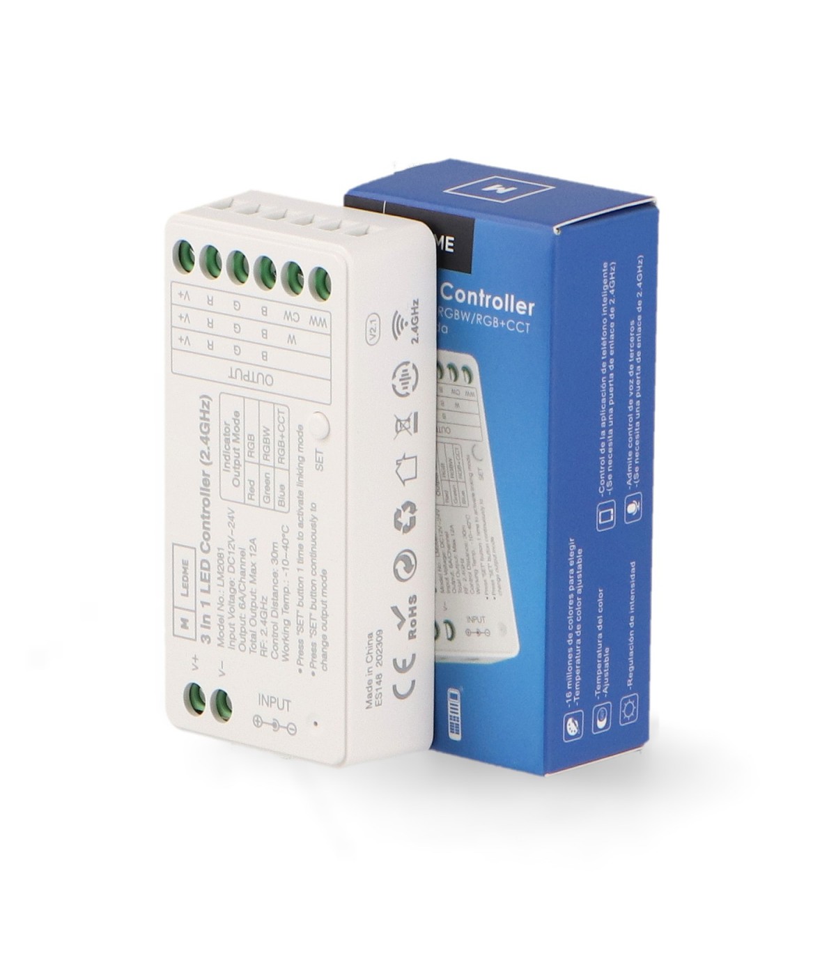 Controlador Regulador LED RGB / RGBW / RGB + CCT 12 / 24V 12A