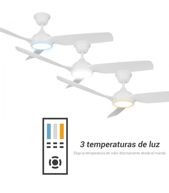 Ventilador DANA DC Blanco 24W 2400Lm 3 Aspas IP66 CCT