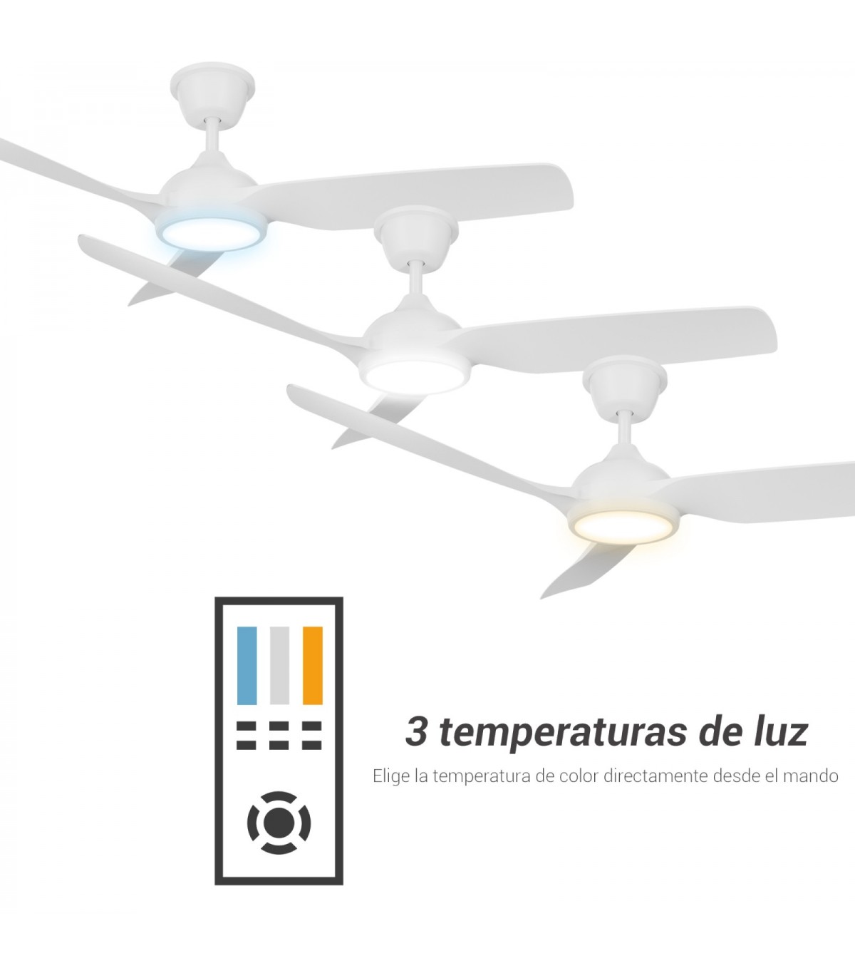 Ventilador DANA DC Blanco 24W 2400Lm 3 Aspas IP66 CCT