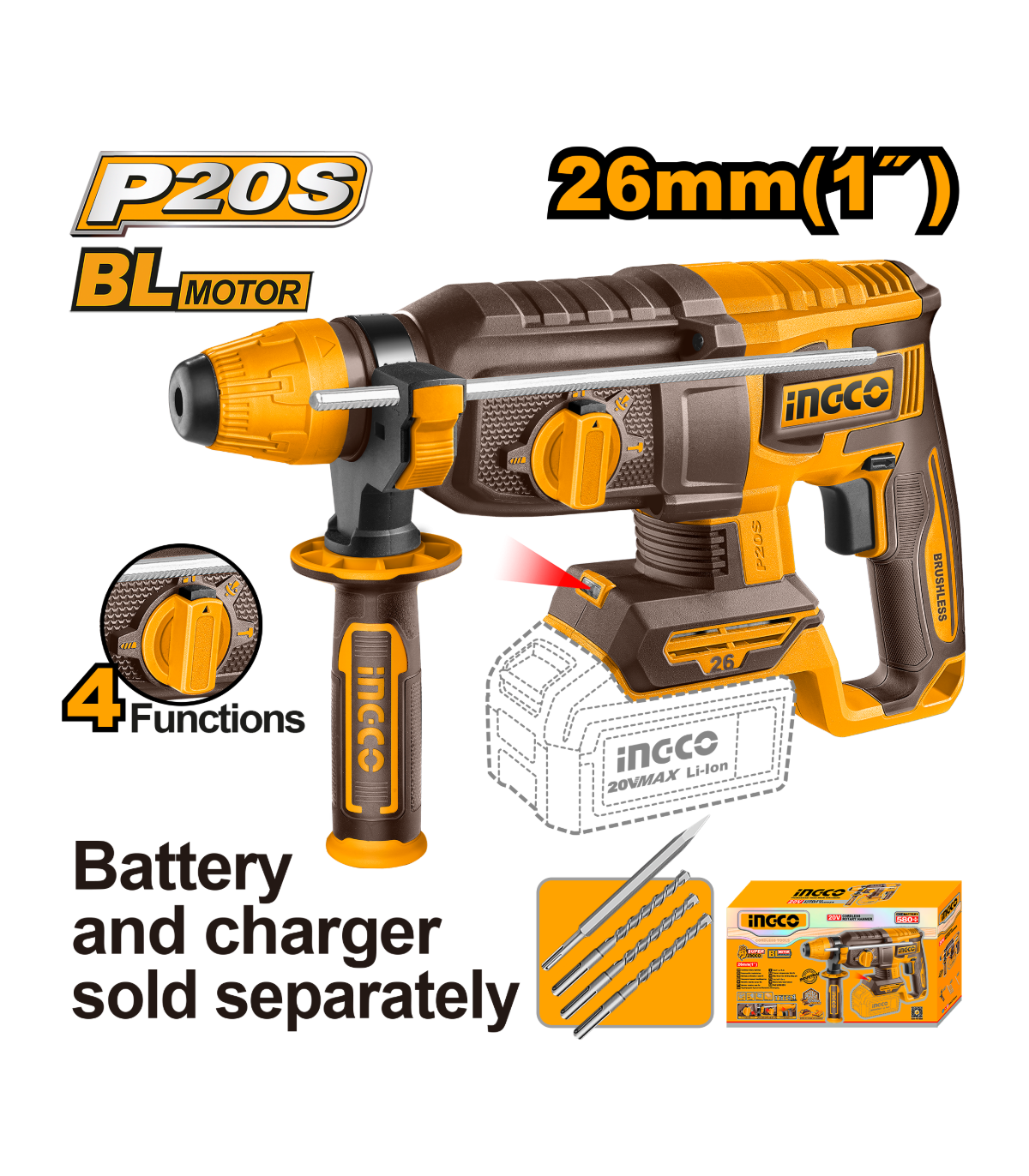 Martillo Combinado 20V LI-iON SDS Plus 1100RPM