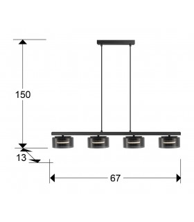 Lámpara Colgante OLAIA 4x6W GX53 2640Lm Negro/Smoky