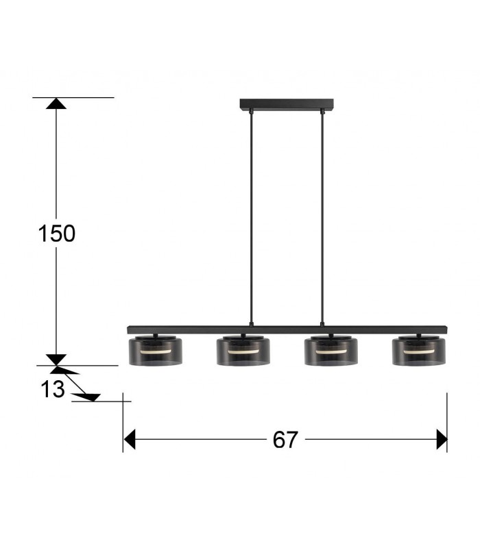 Lámpara Colgante OLAIA 4x6W GX53 2640Lm Negro/Smoky