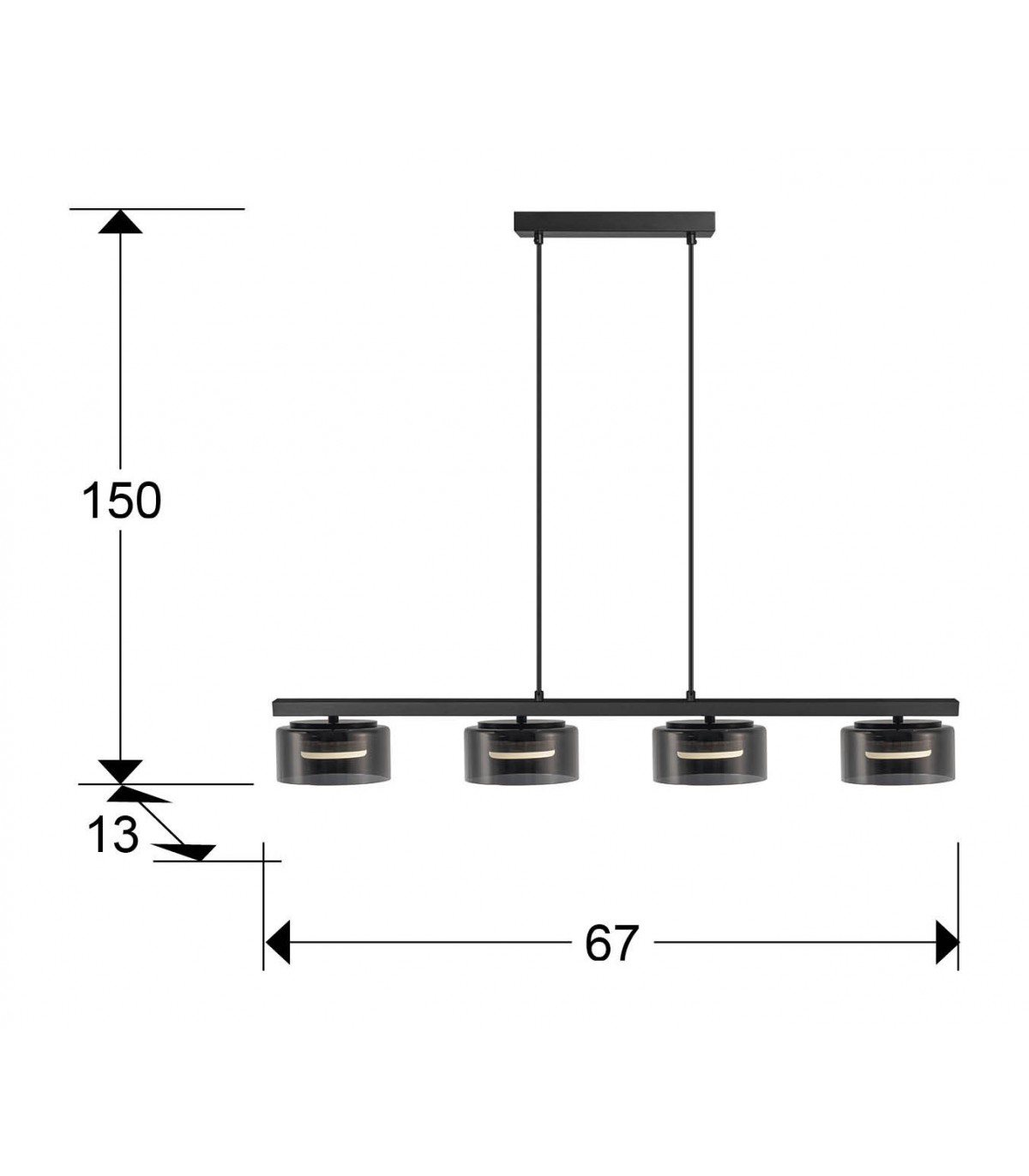 Lámpara Colgante OLAIA 4x6W GX53 2640Lm Negro/Smoky
