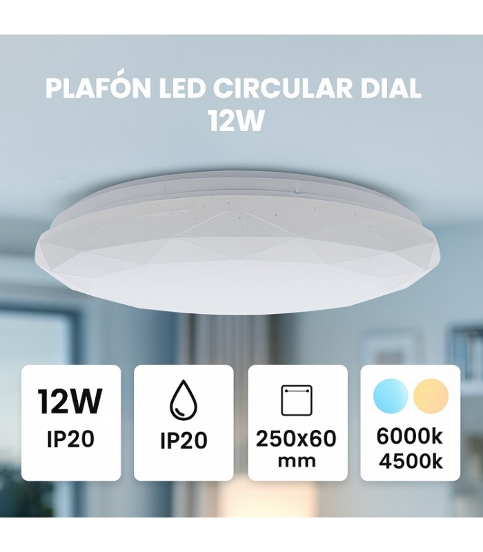 Plafón Led DIAL 12W 1200LM 180º IP20