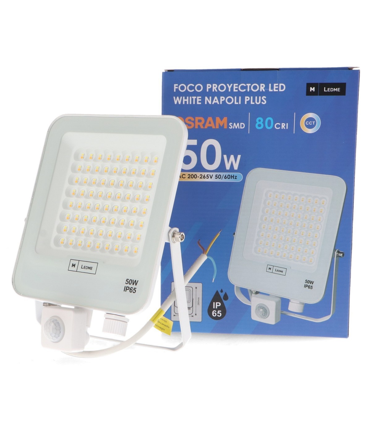 Proyector Led NAPOLI PLUS Detector Movimiento 50W 6000Lm IP65 CCT Blanco