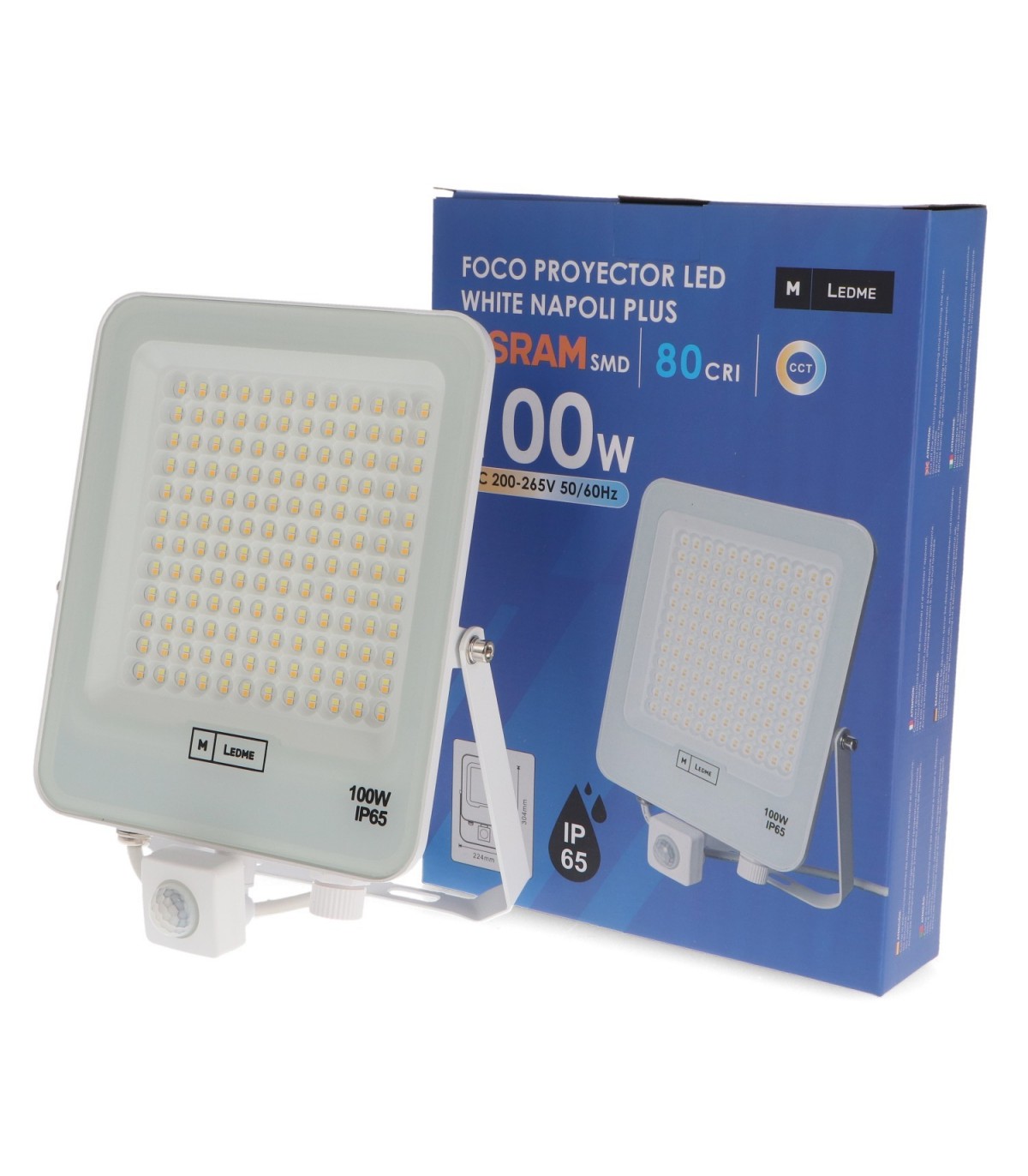 Proyector Led NAPOLI PLUS Detector Movimiento 100W 12000Lm IP65 CCT Blanco