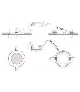 Downlight LED 6W 600Lm 120º IP20 Redondo Negro Brillo