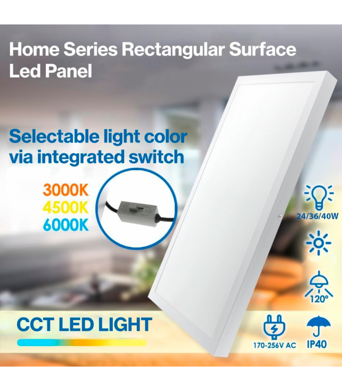 Panel Superficie Serie HOME 40W 4000Lm 60x60cm Blanco CCT