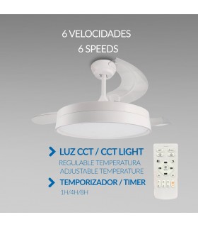 Ventilador WHITE LOKI APP DC 36W 3600Lm 3 Aspas CCT
