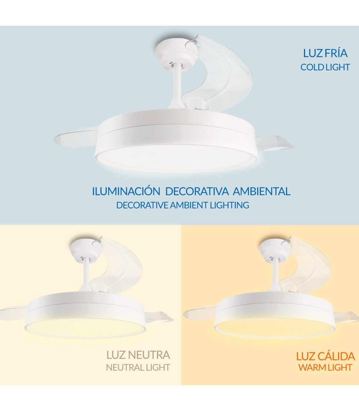 Ventilador WHITE LOKI APP DC 36W 3600Lm 3 Aspas CCT