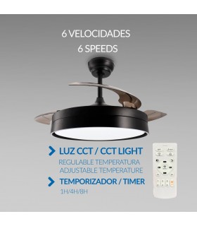 Ventilador BLACK LOKI APP DC 36W 3600Lm 3 Aspas CCT