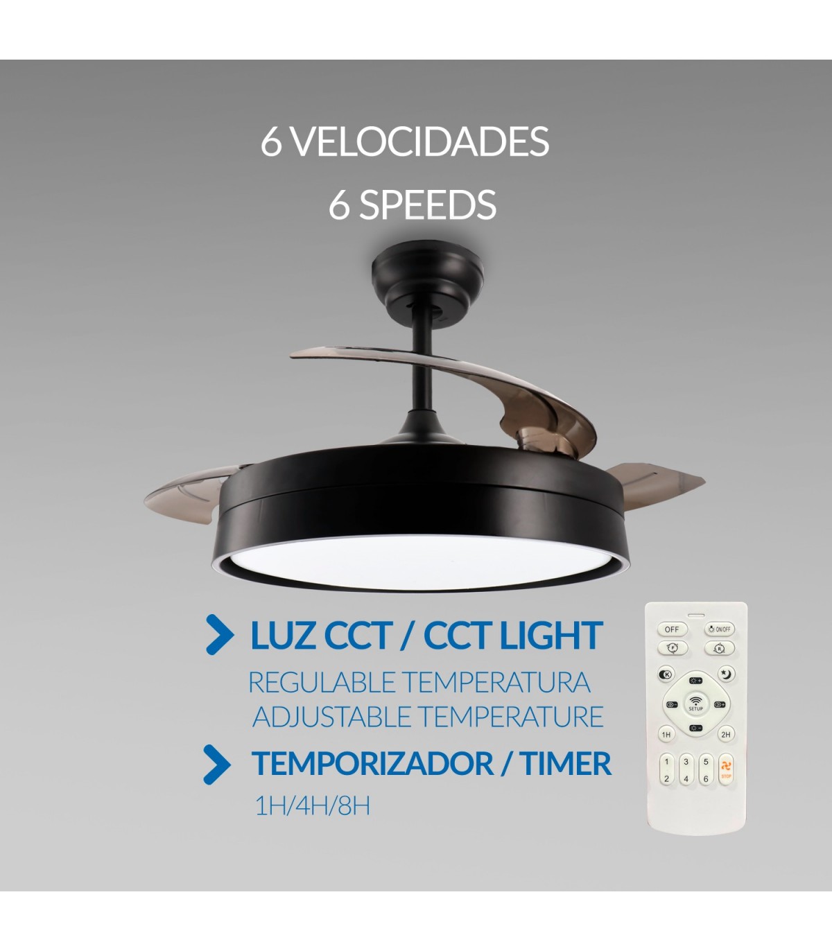 Ventilador BLACK LOKI APP DC 36W 3600Lm 3 Aspas CCT