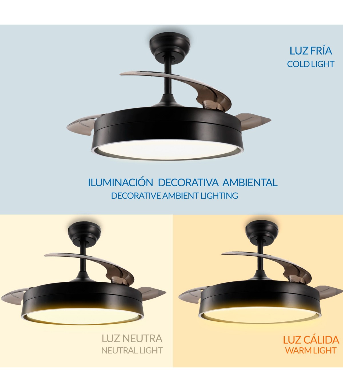 Ventilador BLACK LOKI APP DC 36W 3600Lm 3 Aspas CCT