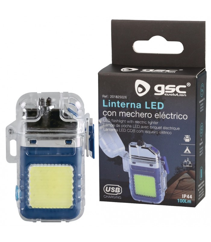 Linterna LED COB 2W 100Lm con mechero eléctrico