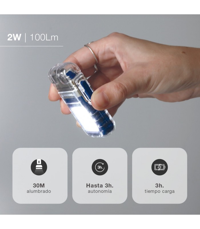 Linterna LED COB 2W 100Lm con mechero eléctrico