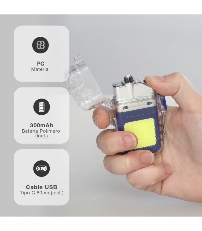 Linterna LED COB 2W 100Lm con mechero eléctrico