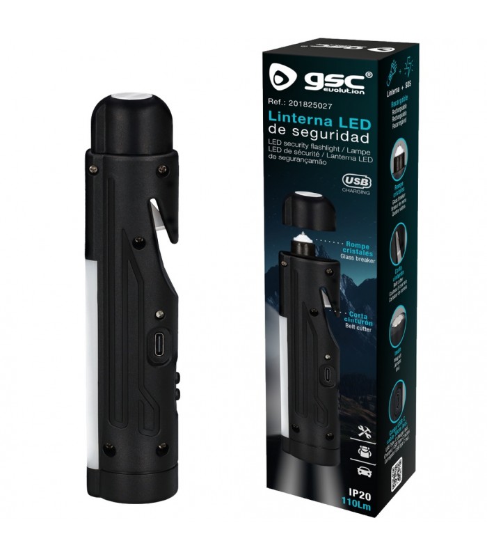 Linterna LED de seguridad 1.2W 110Lm Recargable