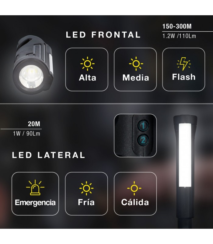 Linterna LED de seguridad 1.2W 110Lm Recargable