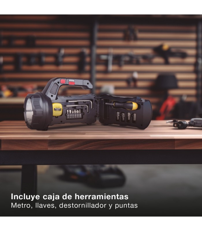 Linterna multiusos 10W 400Lm con caja de herramientas recargable USB
