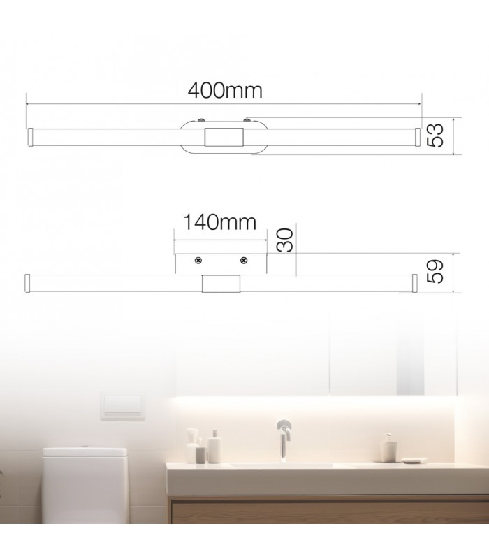 Aplique Led Baño TOLFA 6W 630Lm IP44 40cm