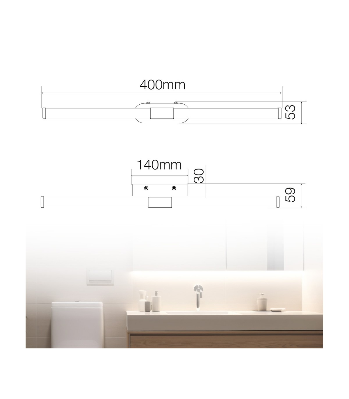 Aplique Led Baño TOLFA 6W 630Lm IP44 40cm