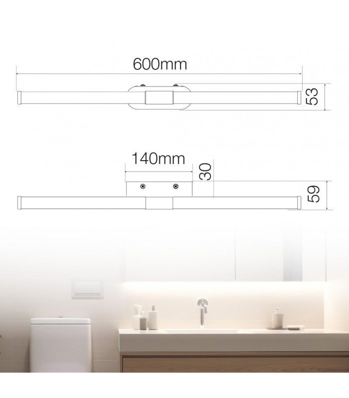 Aplique Led Baño TOLFA 8W 800Lm IP44 60cm