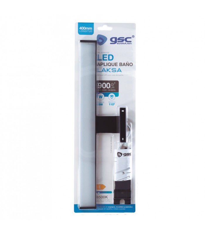 Aplique Led Baño LAKSA 8W 640Lm IP44 40cm Negro