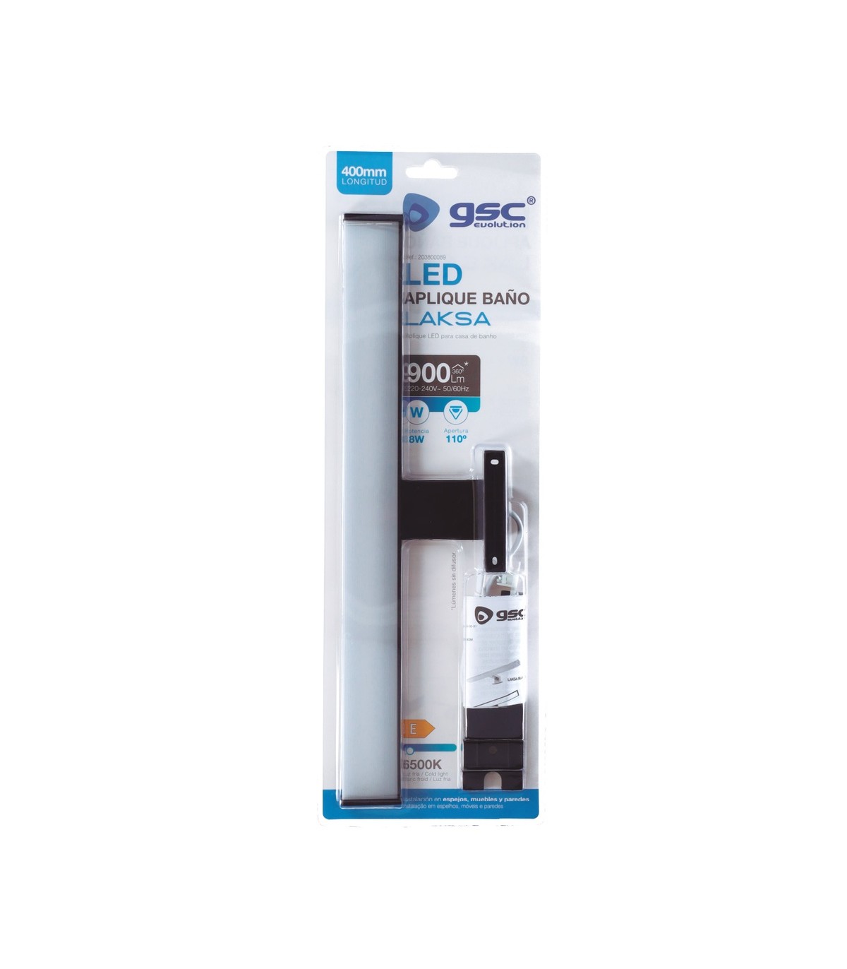 Aplique Led Baño LAKSA 8W 640Lm IP44 40cm Negro
