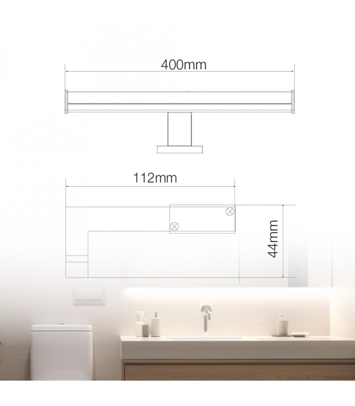 Aplique Led Baño LAKSA 8W 640Lm IP44 40cm Negro