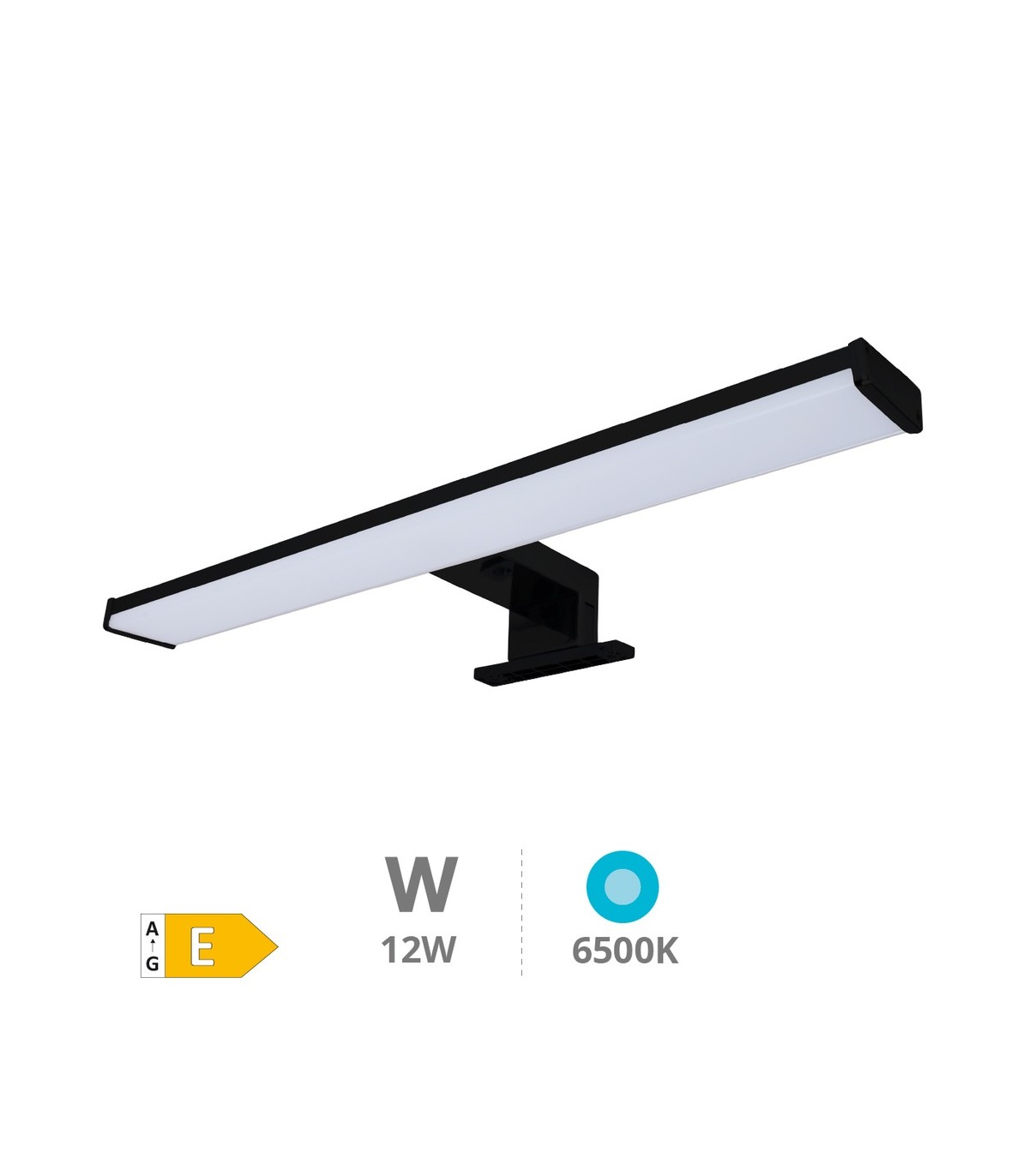 Aplique Led Baño LAKSA 12W 960Lm IP44 40cm Negro