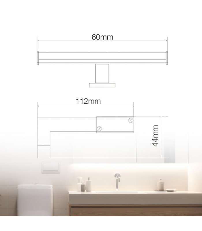 Aplique Led Baño LAKSA 12W 960Lm IP44 40cm Negro