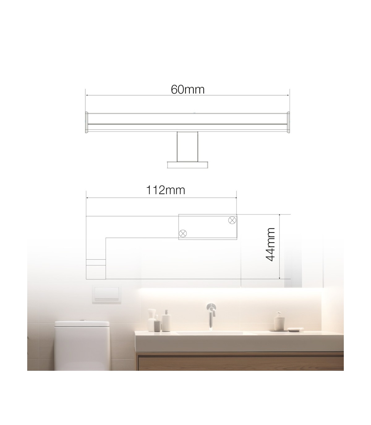 Aplique Led Baño LAKSA 12W 960Lm IP44 40cm Negro