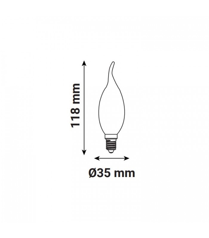 Bombilla Filamento Led Vela Especial 4W 540Lm 300º E14
