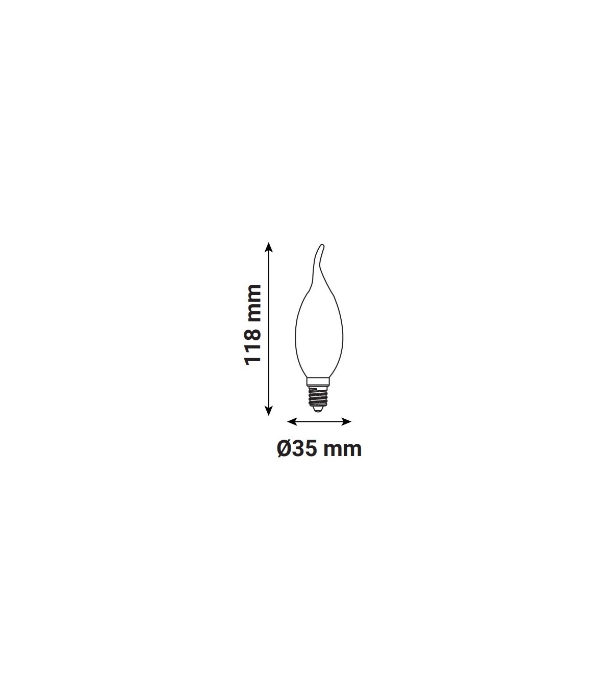 Bombilla Filamento Led Vela Especial 4W 540Lm 300º E14