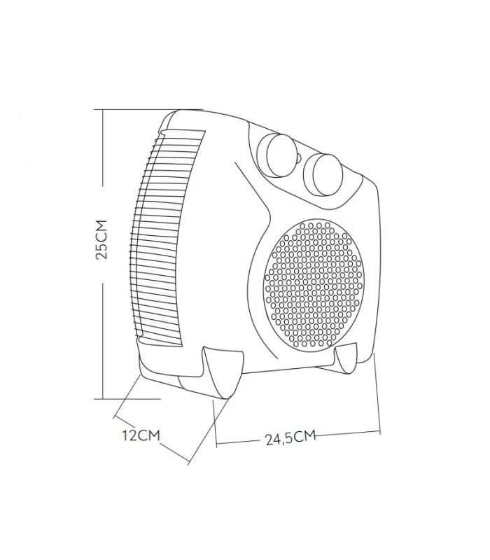 Calefactor Vertical/Horizontal 2en1 GRATO 2000W Negro